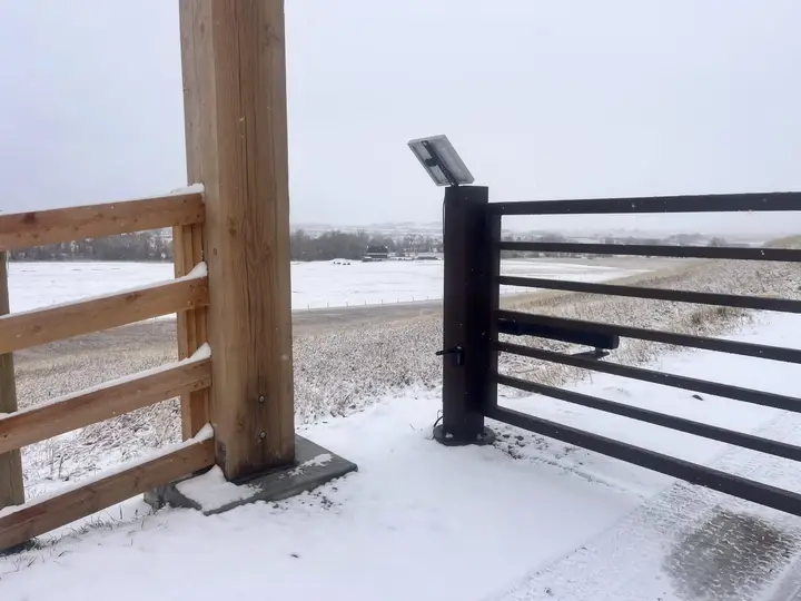 Decorative steel ranch gate, fabricated and welded in-house.