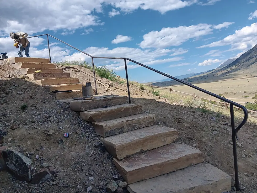 Flagstone Staircase & Forged Railing, by Montana Ranch & Land Improvement Service