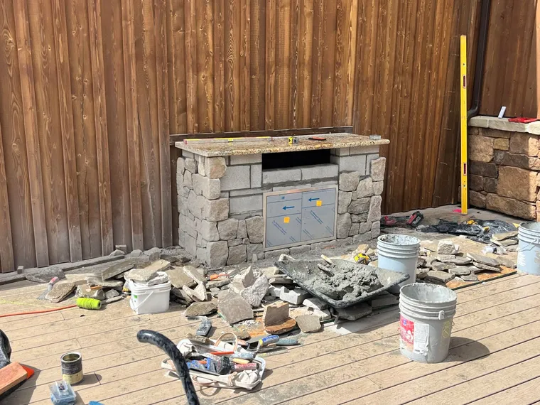 Grill Island Under Construction, by Montana Ranch & Land Improvement Service